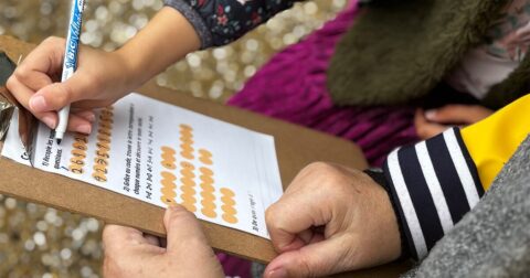 des mains de femme et de fille remplissent un quiz