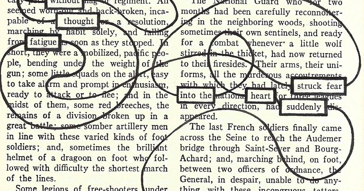 page d'un livre avec mots entourés et reliés