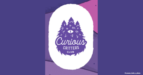 illustration de sapins mauves avec un œil blanc au milieu