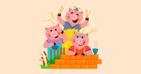 Illustration des 3 petits cochons