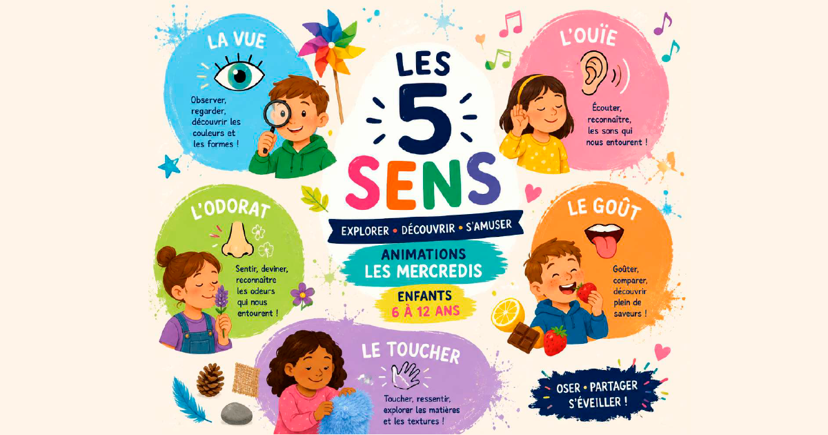 illustration enfantines des 5 sens