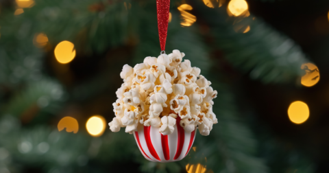 boule de Noël en forme de pot de pop corn