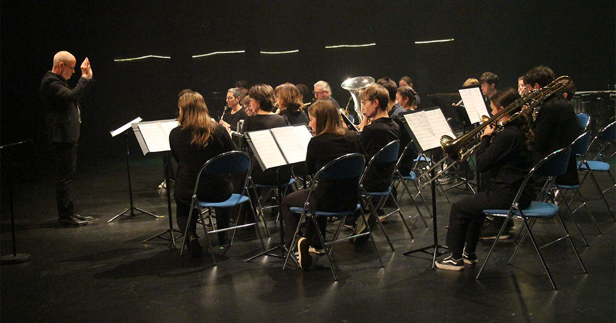 Orchestre classique sur scène de dos