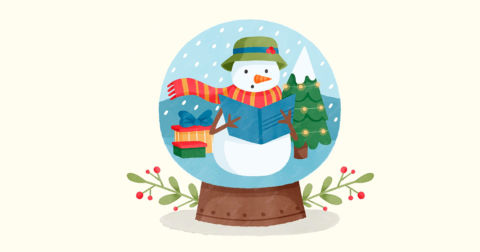 Illustration d'un boule de Noël contenant un bonhomme de neige